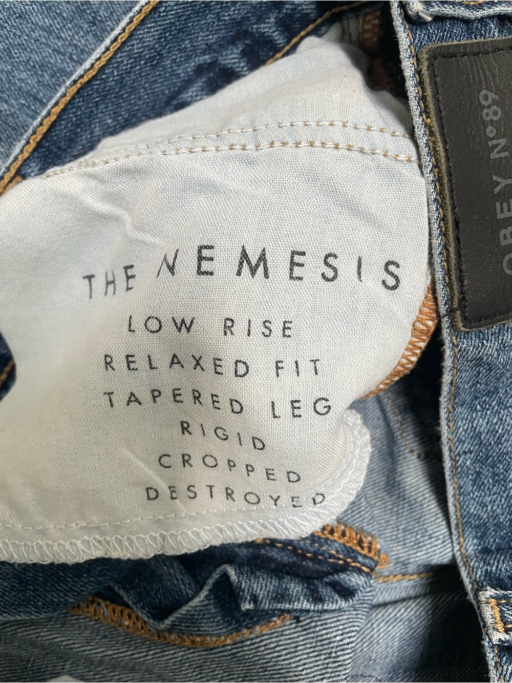 Obey No.89 The Nemesis Low Rise Relaxed Fit Tapered Leg Patched Distressed Jea - Picture 4 of 9